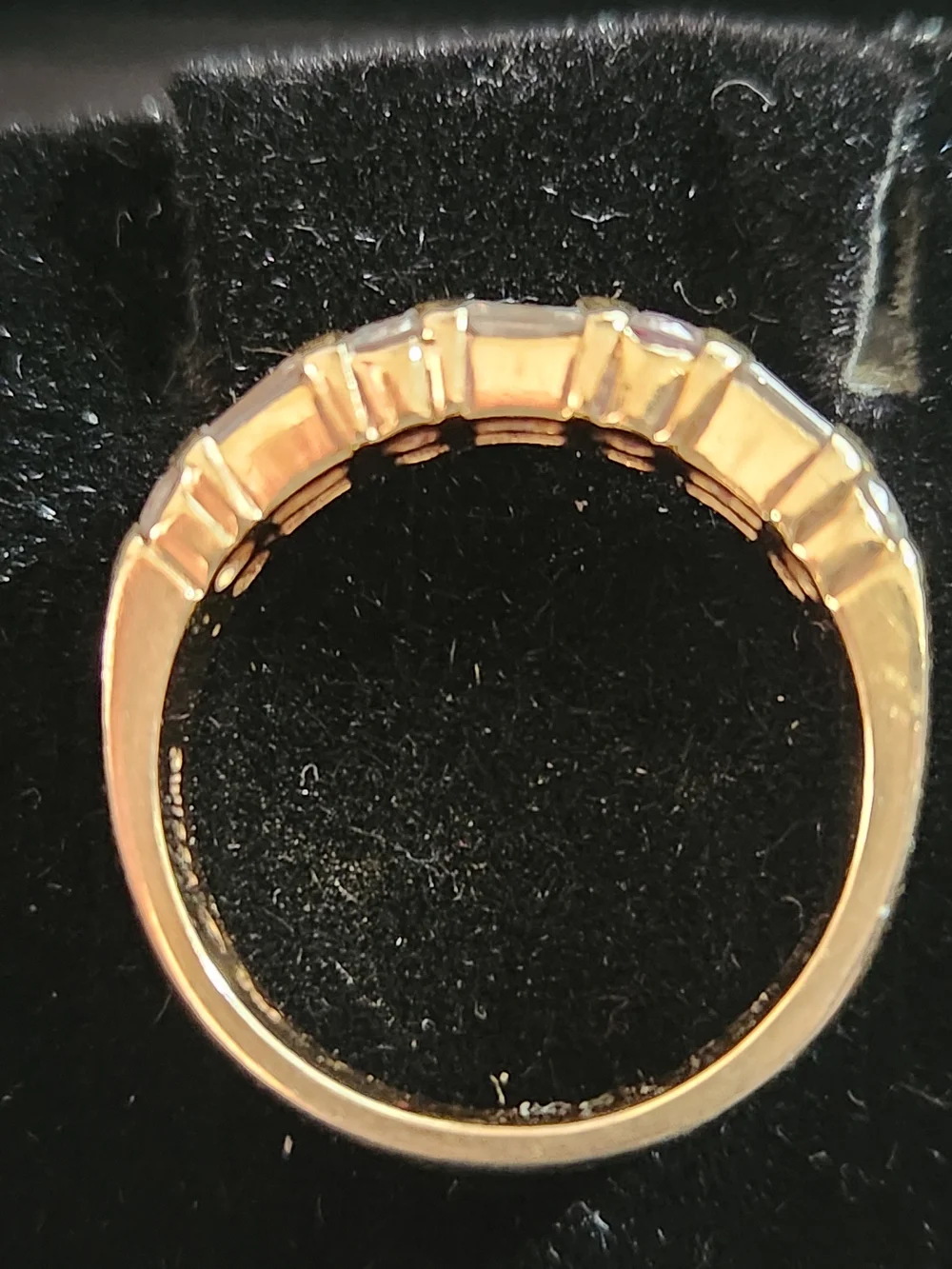 14k Yellow Gold Diamond  Baguette & Round Accent Ring - Channel Set